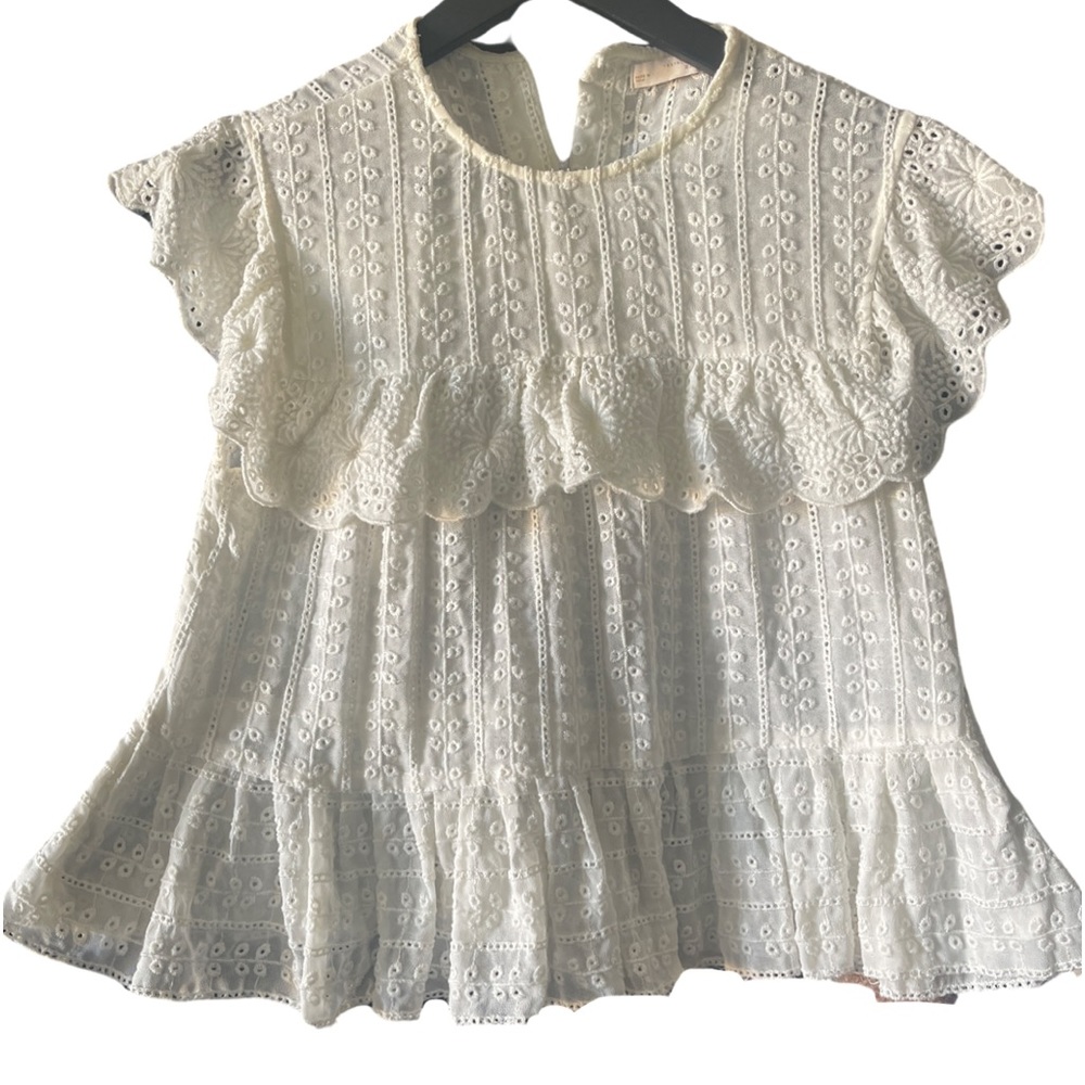 Zara Trafaluc Collection eyelet blouse in off white, size small